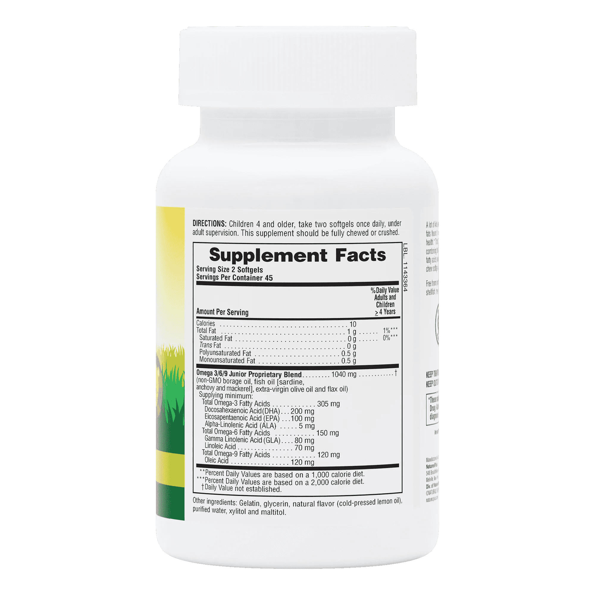 Natures Plus Omega-3-6-9 Junior Animal Parade 90 Softgels