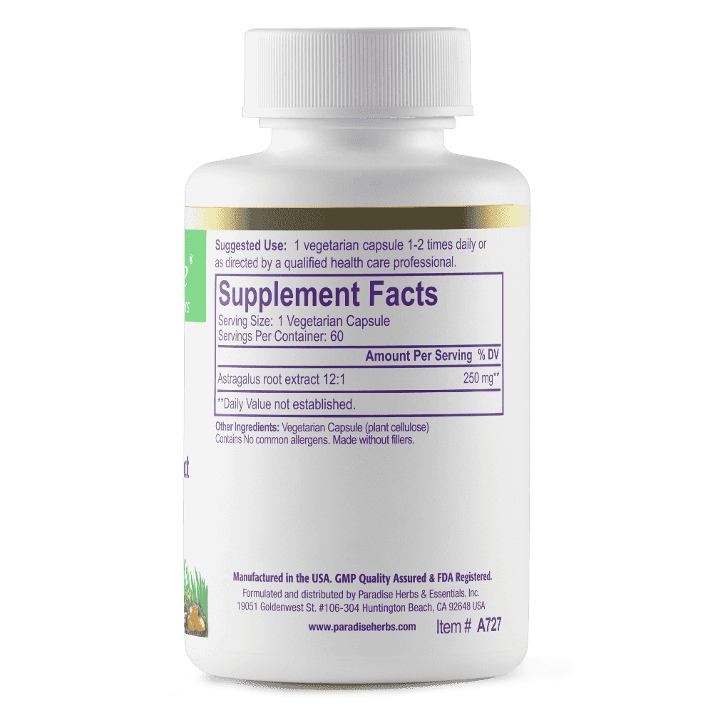 Paradise Herbs Astragalus Extract 250 mg 120 Veg Kapslar