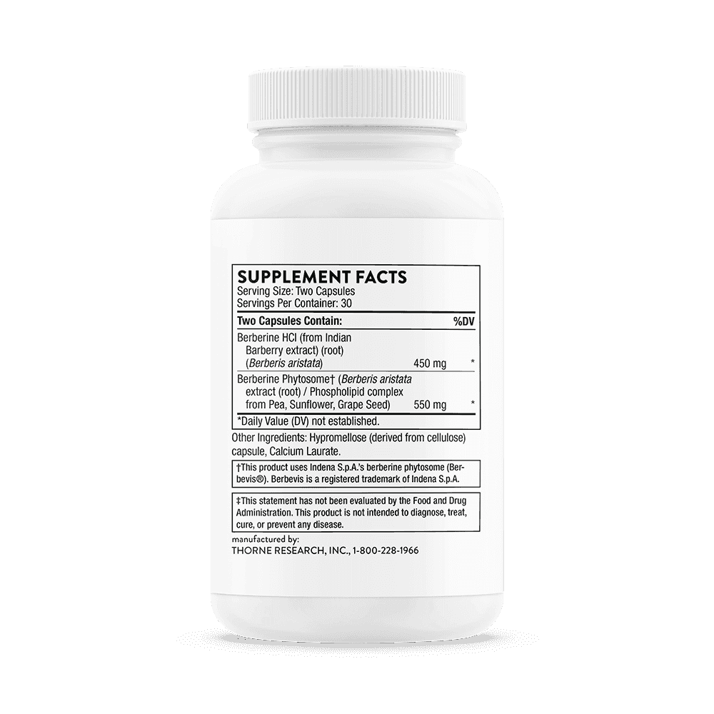 Thorne Research Berberine Dual Action Formula with Phytosome Plus Botanical Extract 60 kapslar