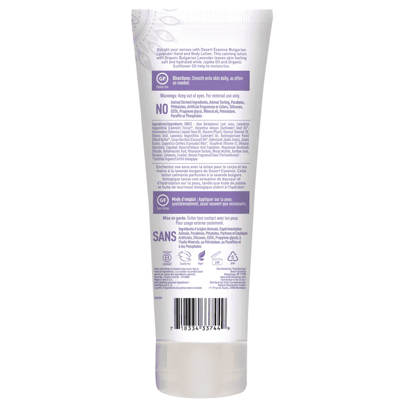 Desert Essence Bulgarian Lavender Hand & Body Lotion Calming 273 ml