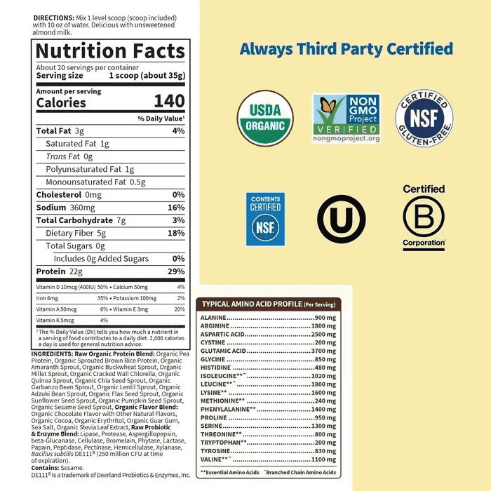 Garden of Life Raw Protein Chocholate Cacao 700g