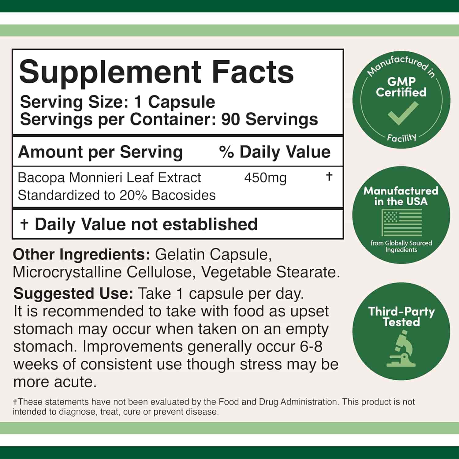 Double Wood Bacopa Extract 450mg, 90kap