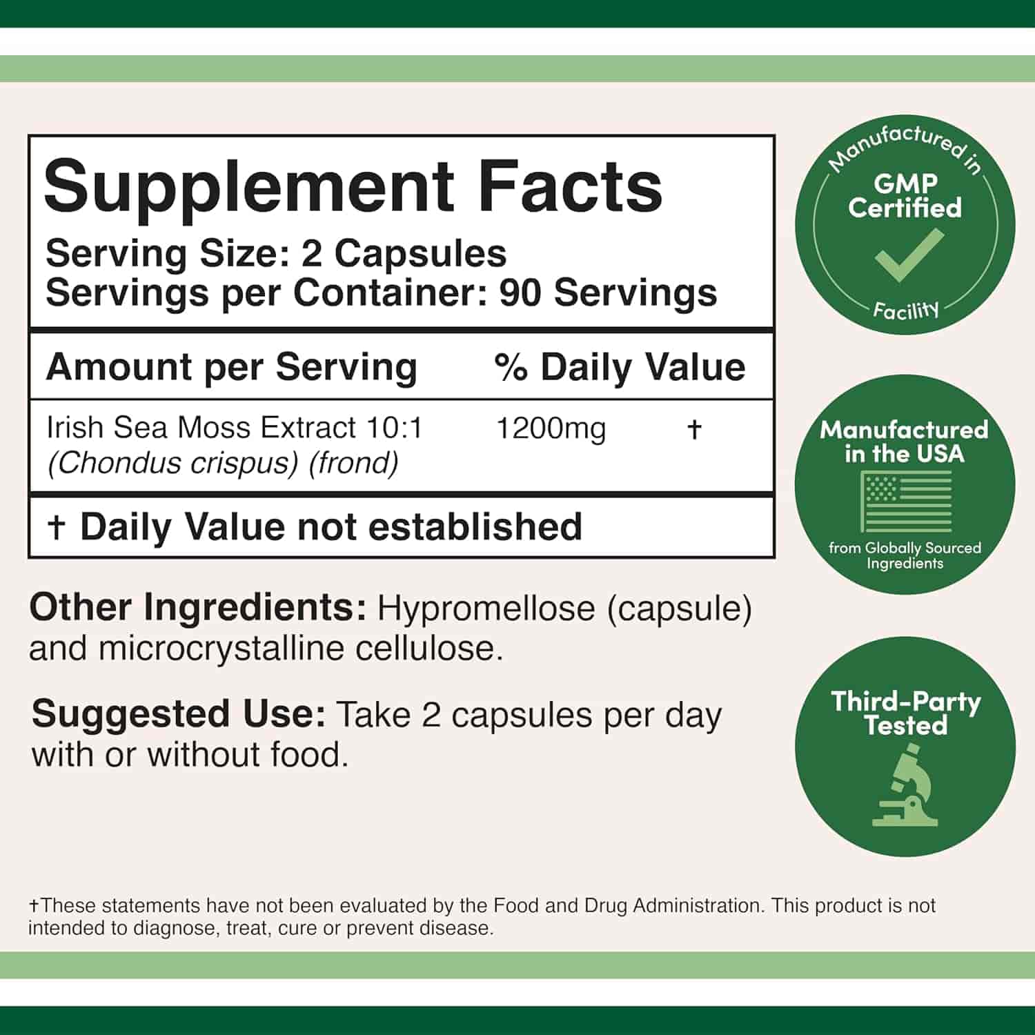 Double Wood Irish Sea Moss 600mg, 180kap