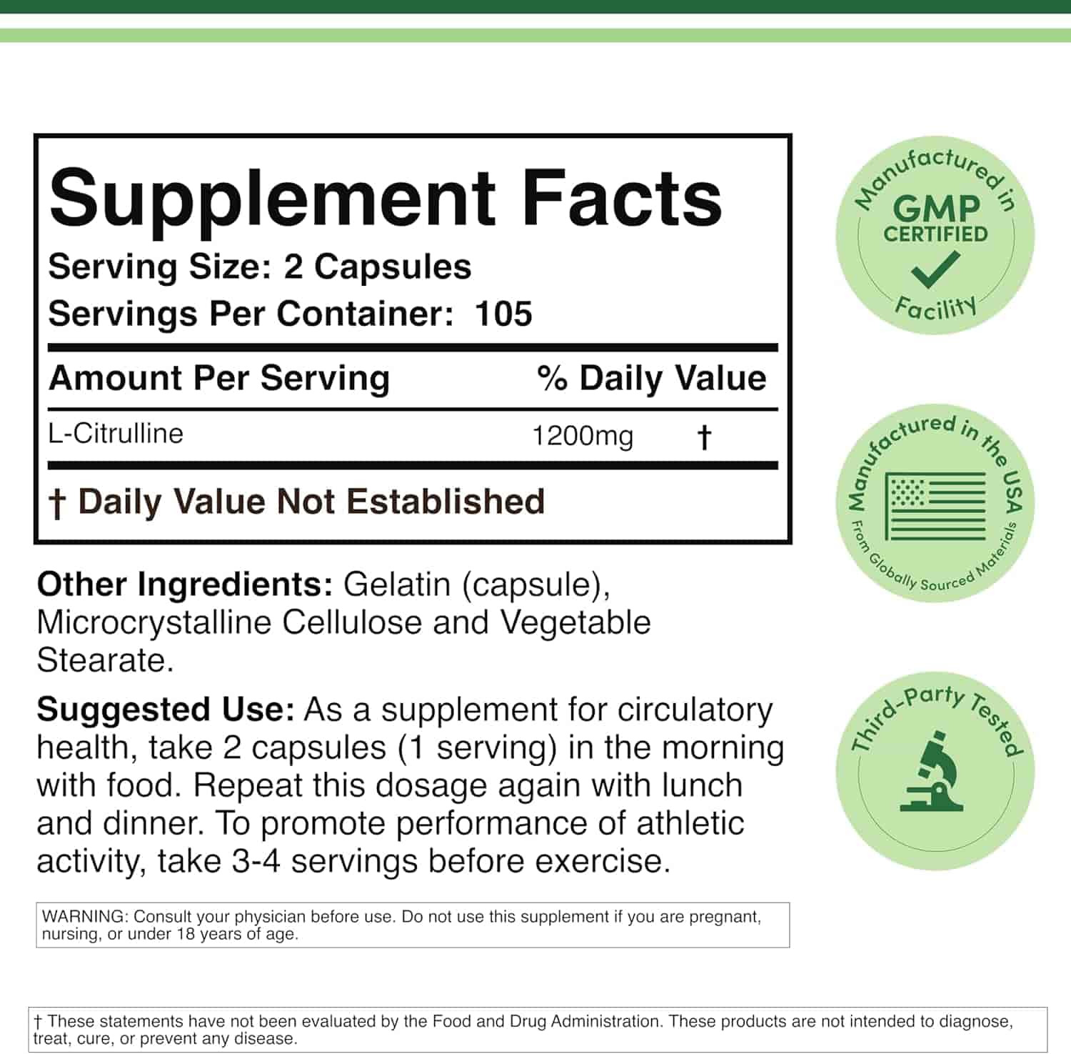 Double Wood L-Citrulline 600mg, 210kap
