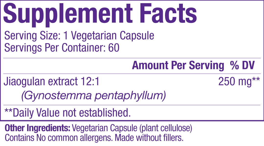 Paradise Herbs Jiaogulan (Gymnostemma) 250 mg 60 Veg Kapslar
