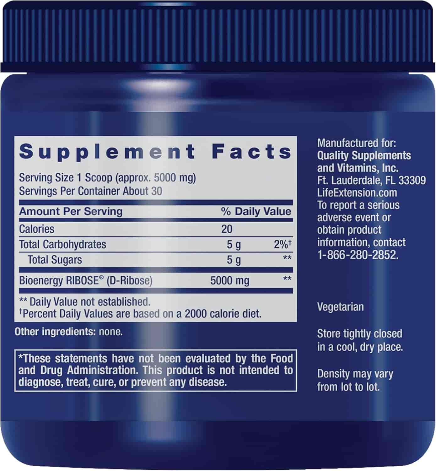 Life Extension D-Ribose Powder 150 g
