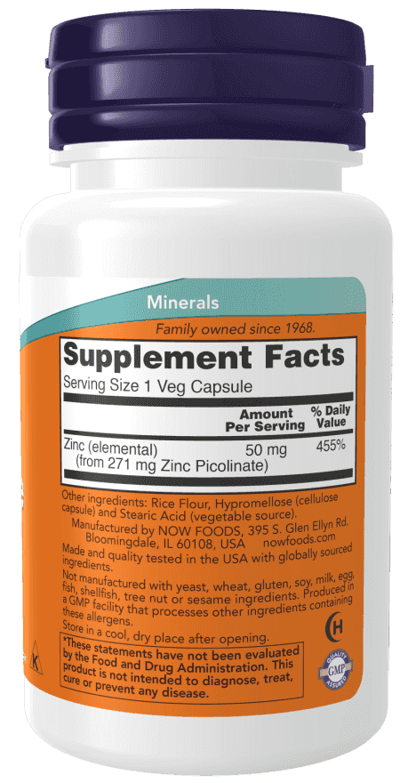 Now Zinc Picolinate 50 mg 60 Veg Kapslar
