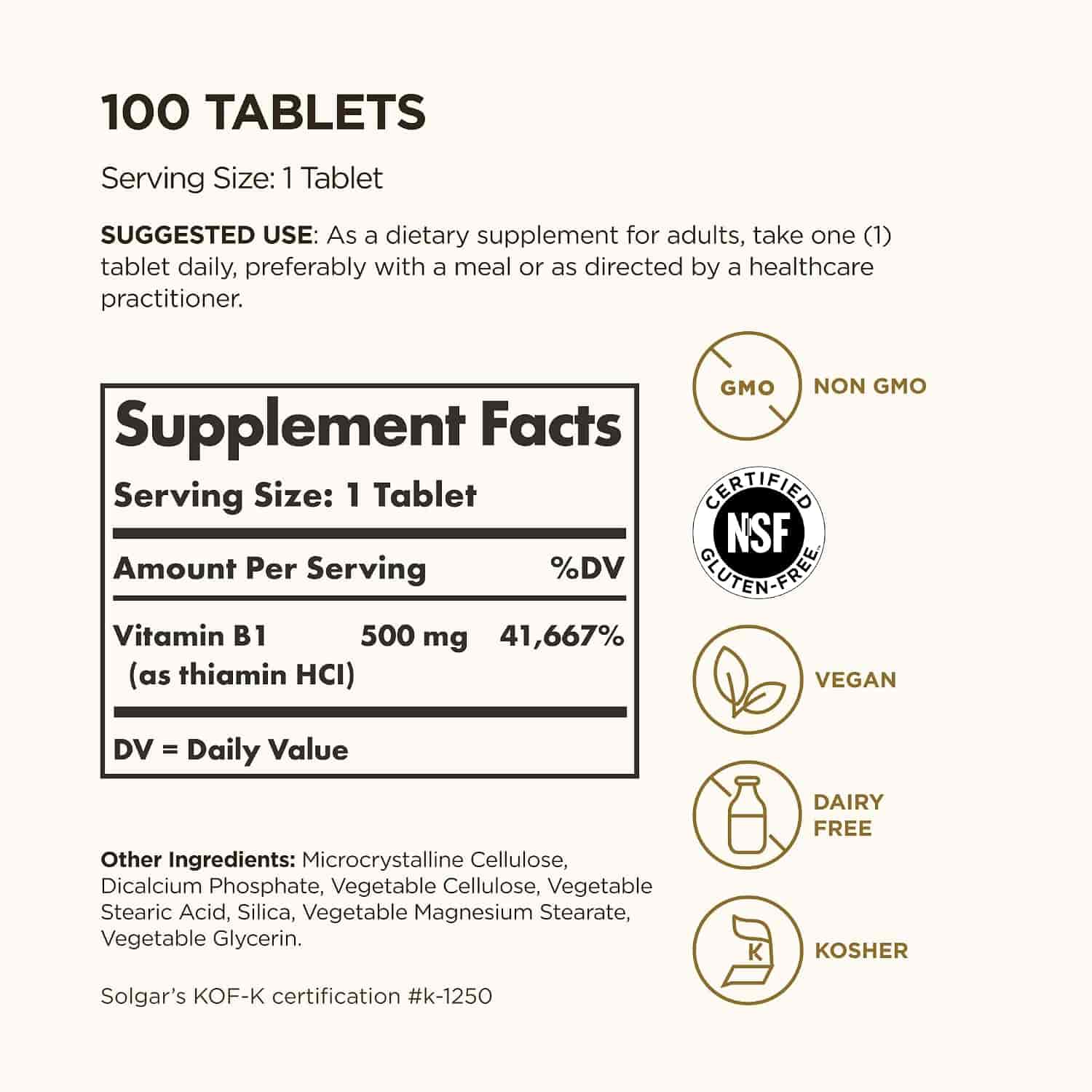 Solgar B1 Tiamin 500mg 100tab