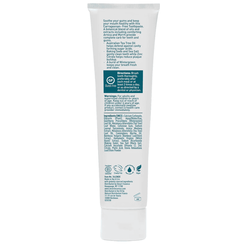 Desert Essence Arnica & Tea Tree Oil Toothpaste Fluorfri 176 g