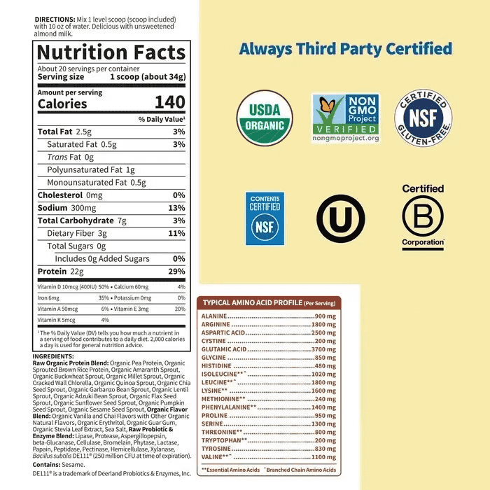 Garden of Life Raw Protein Vanilla Chai 680g