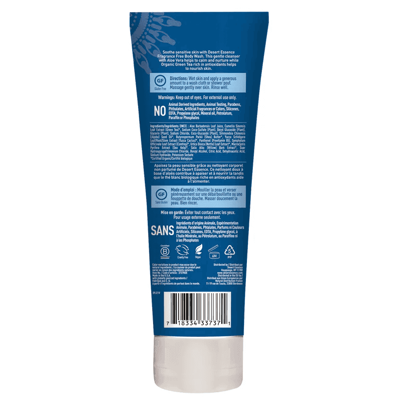 Desert Essence Fragrence Free Body Wash Soothing 237 ml