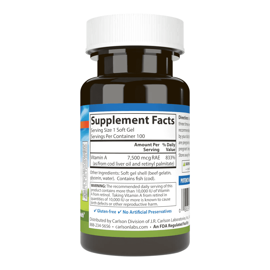 Carlson Vitamin A 25,000 IU 100 Softgels Carlson Vitamin A 25,000 IU 100 Softgels