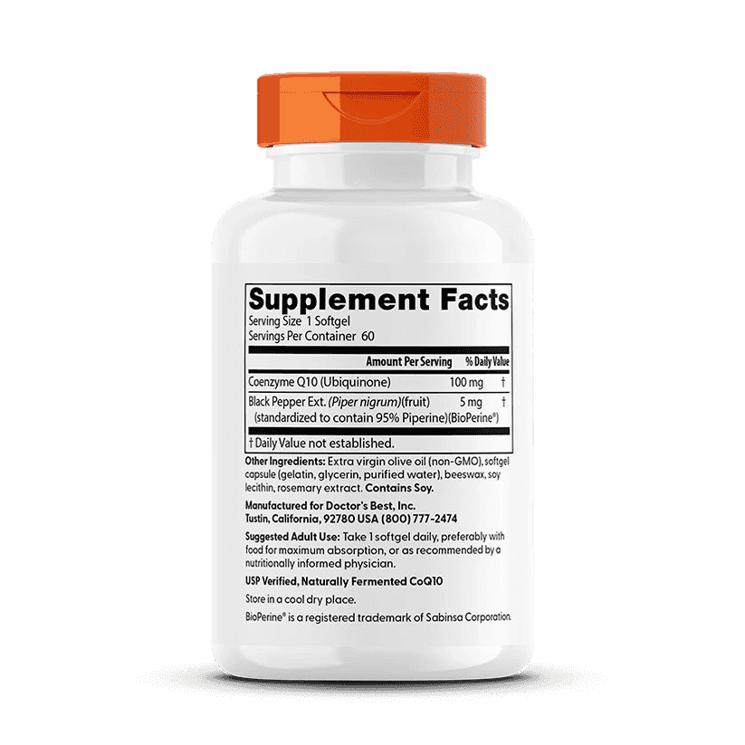 Dr. Best High Absorption CoQ10 with BioPerine, 100 mg, 60 Softgels Dr. Best High Absorption CoQ10 with BioPerine, 100 mg, 60 Softgels
