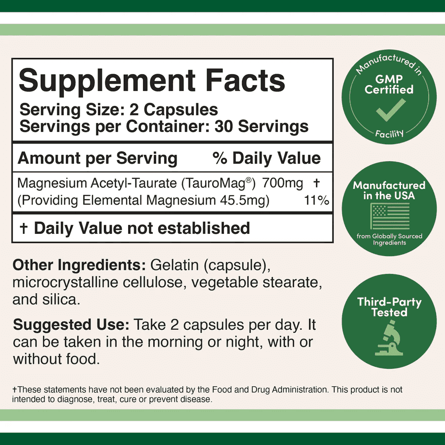 Double Wood Magnesium Acetyl-Taurate 350mg, 60kap Double Wood Magnesium Acetyl-Taurate 350mg, 60kap