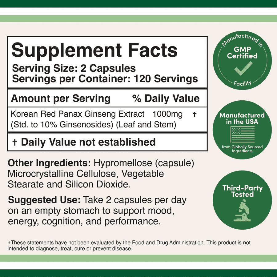 Double Wood Korean Panax Ginseng 500mg, 240kap Double Wood Korean Panax Ginseng 500mg, 240kap