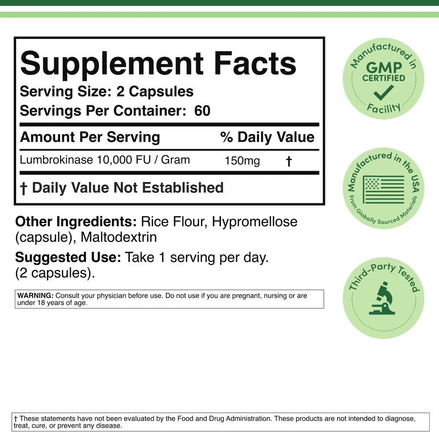 Double Wood Lumbrokinase 75mg, 120kap Double Wood Lumbrokinase 75mg, 120kap