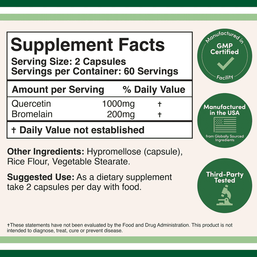 Double Wood Quercetin w Bromelain 600mg, 120kap Double Wood Quercetin w Bromelain 600mg, 120kap