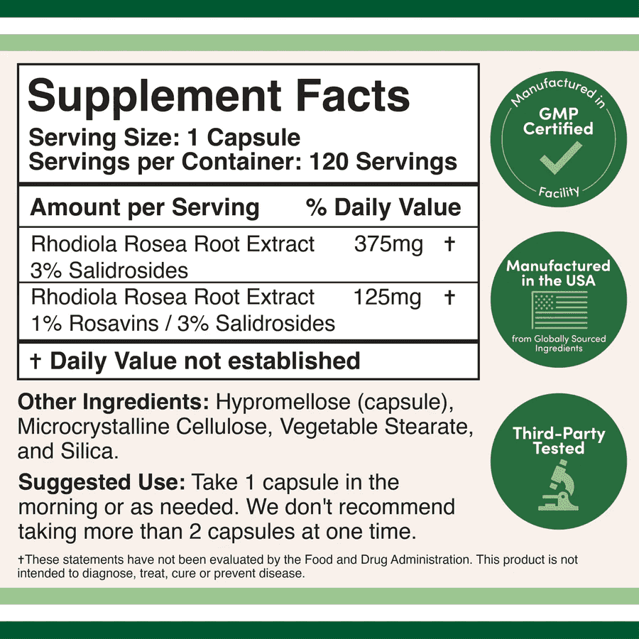 Double Wood Rhodiola Rosea Extract 500mg, 120kap Double Wood Rhodiola Rosea Extract 500mg, 120kap