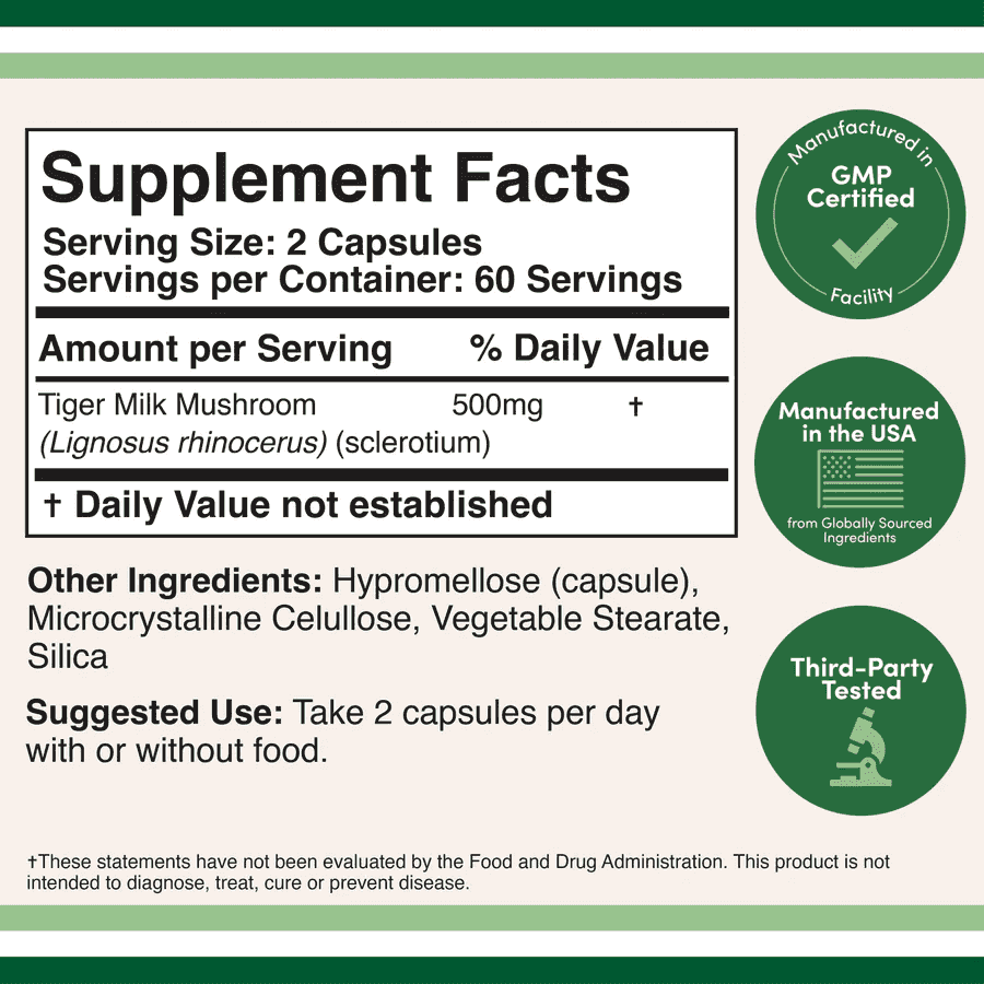 Double Wood Tiger Milk Mushroom 500mg, 120kap Double Wood Tiger Milk Mushroom 500mg, 120kap