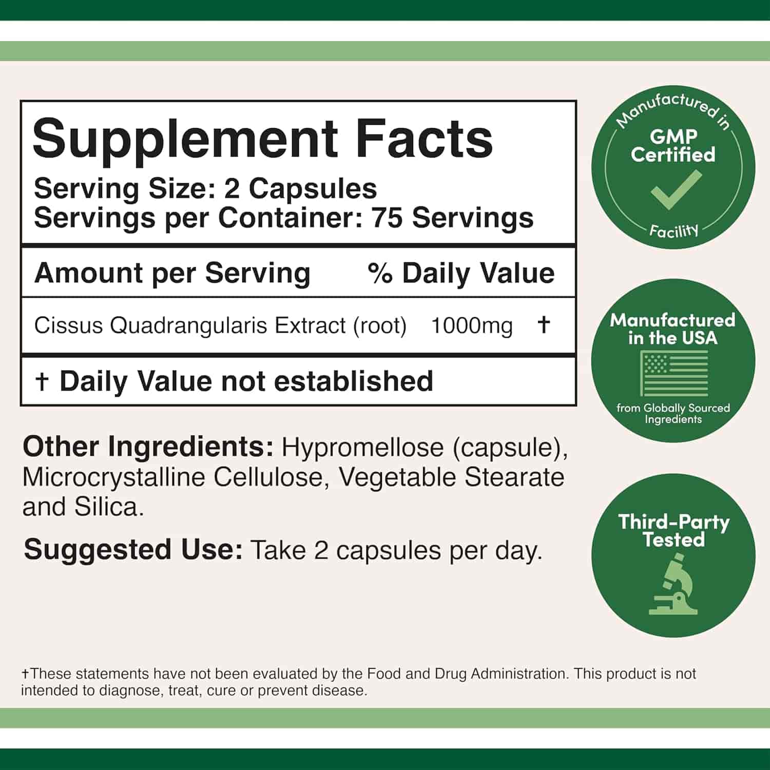 Double Wood Cissus Quadrangularis Extract 500mg, 150kap Double Wood Cissus Quadrangularis Extract 500mg, 150kap