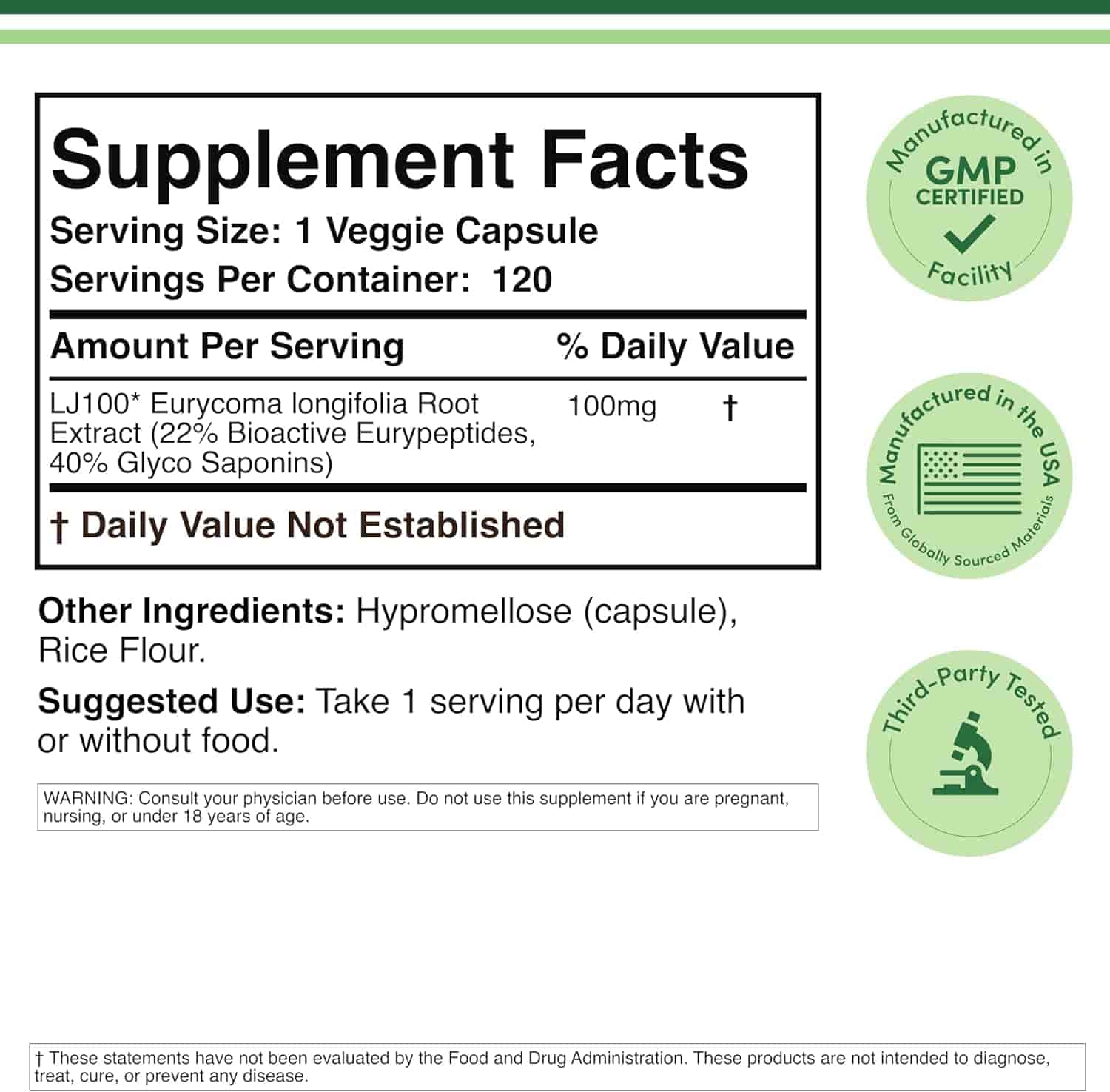 Double Wood LJ100 Tongkat Ali 100mg, 120kap Double Wood LJ100 Tongkat Ali 100mg, 120kap