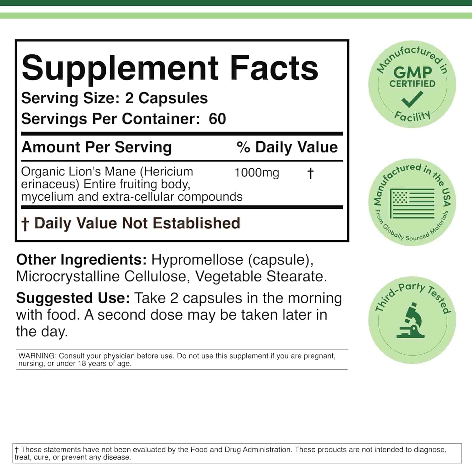 Double Wood Lion's Mane Mushroom 500mg, 120kap Double Wood Lion's Mane Mushroom 500mg, 120kap