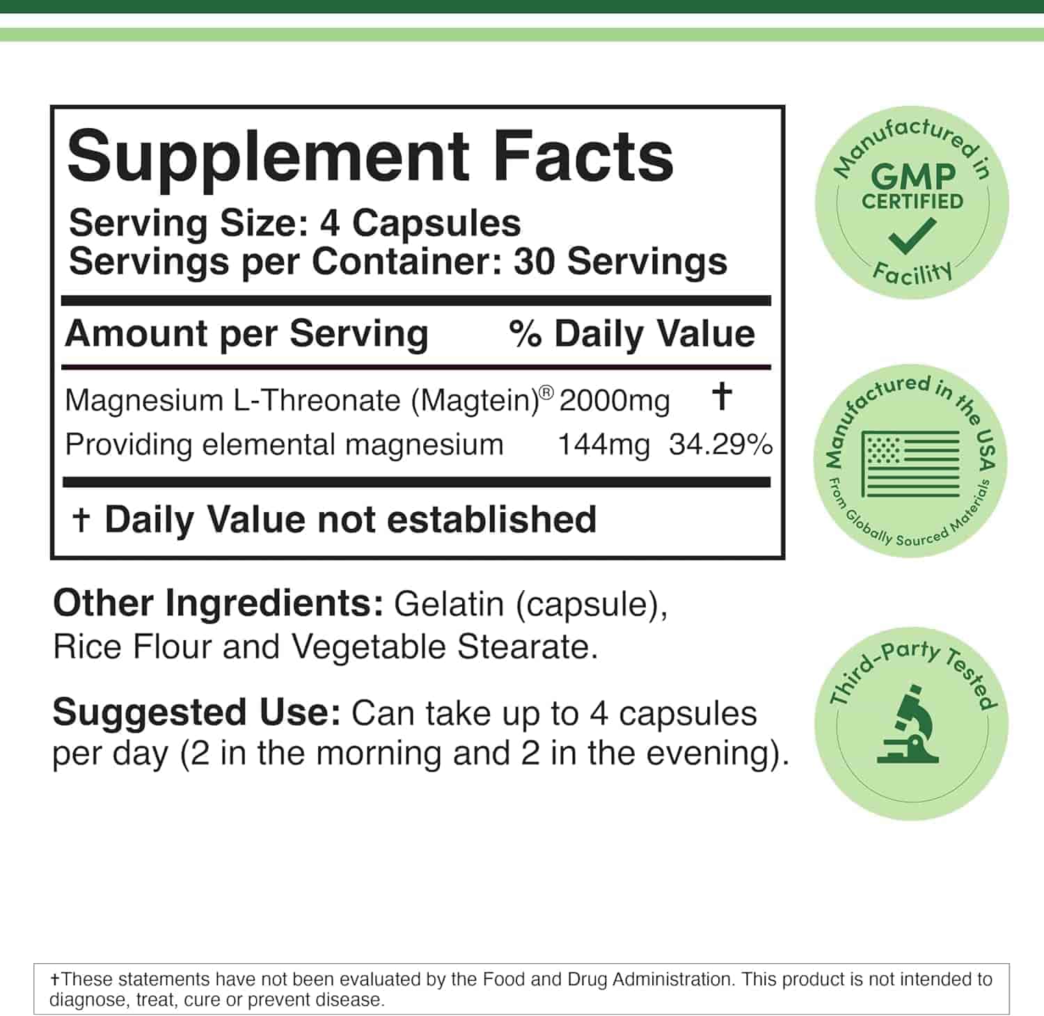 Double Wood Magnesium L-Threonate 500mg, 120kap Double Wood Magnesium L-Threonate 500mg, 120kap