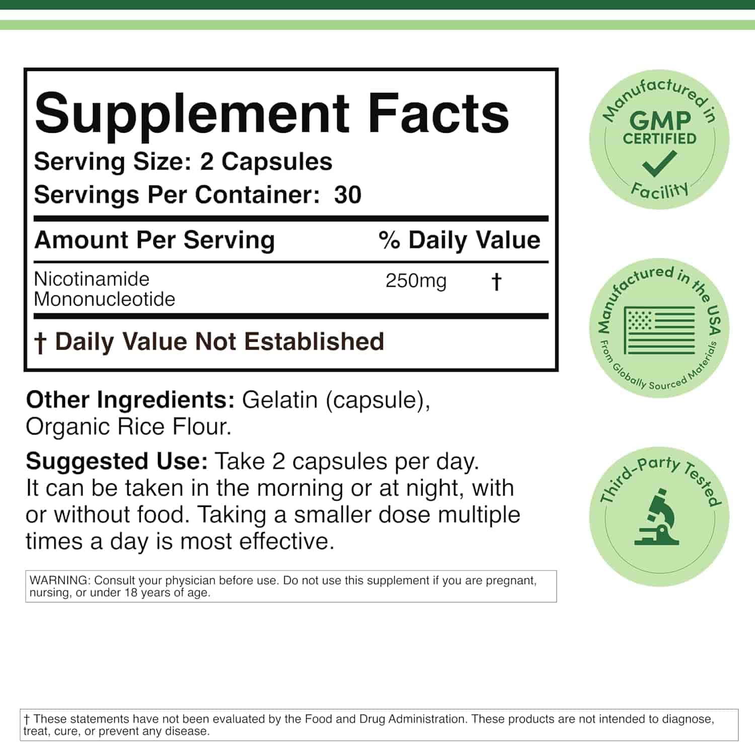 Double Wood NMN Nicotinamide Mononucleotide 125mg, 60kap Double Wood NMN Nicotinamide Mononucleotide 125mg, 60kap