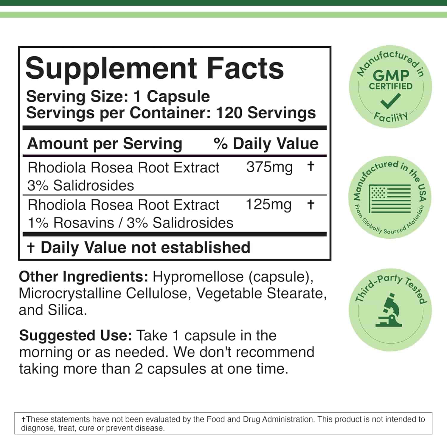 Double Wood Rhodiola Rosea Extract 500mg, 120kap Double Wood Rhodiola Rosea Extract 500mg, 120kap