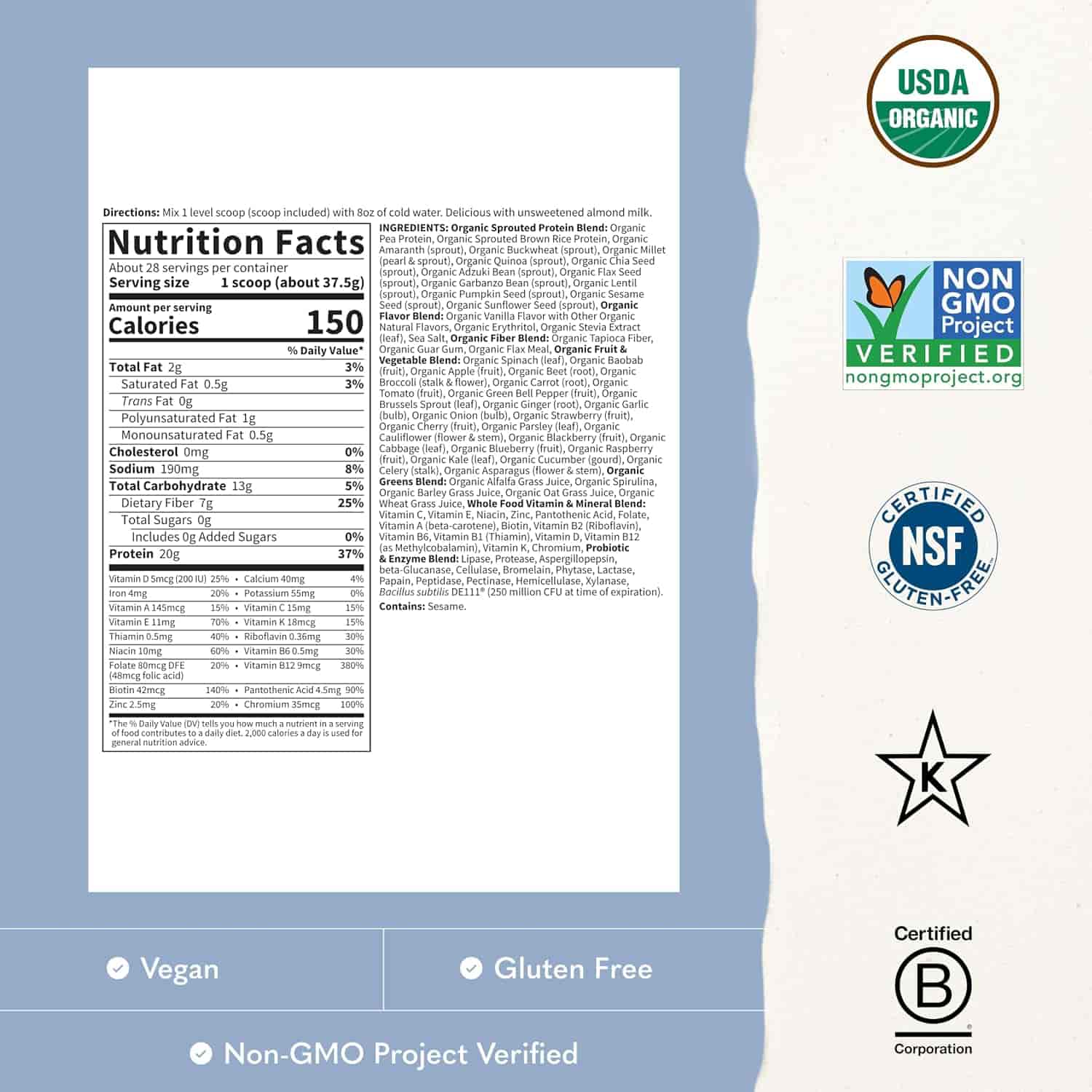 Garden of Life Raw Organic Meal Vanilj 1050g Garden of Life Raw Organic Meal Vanilj 1050g