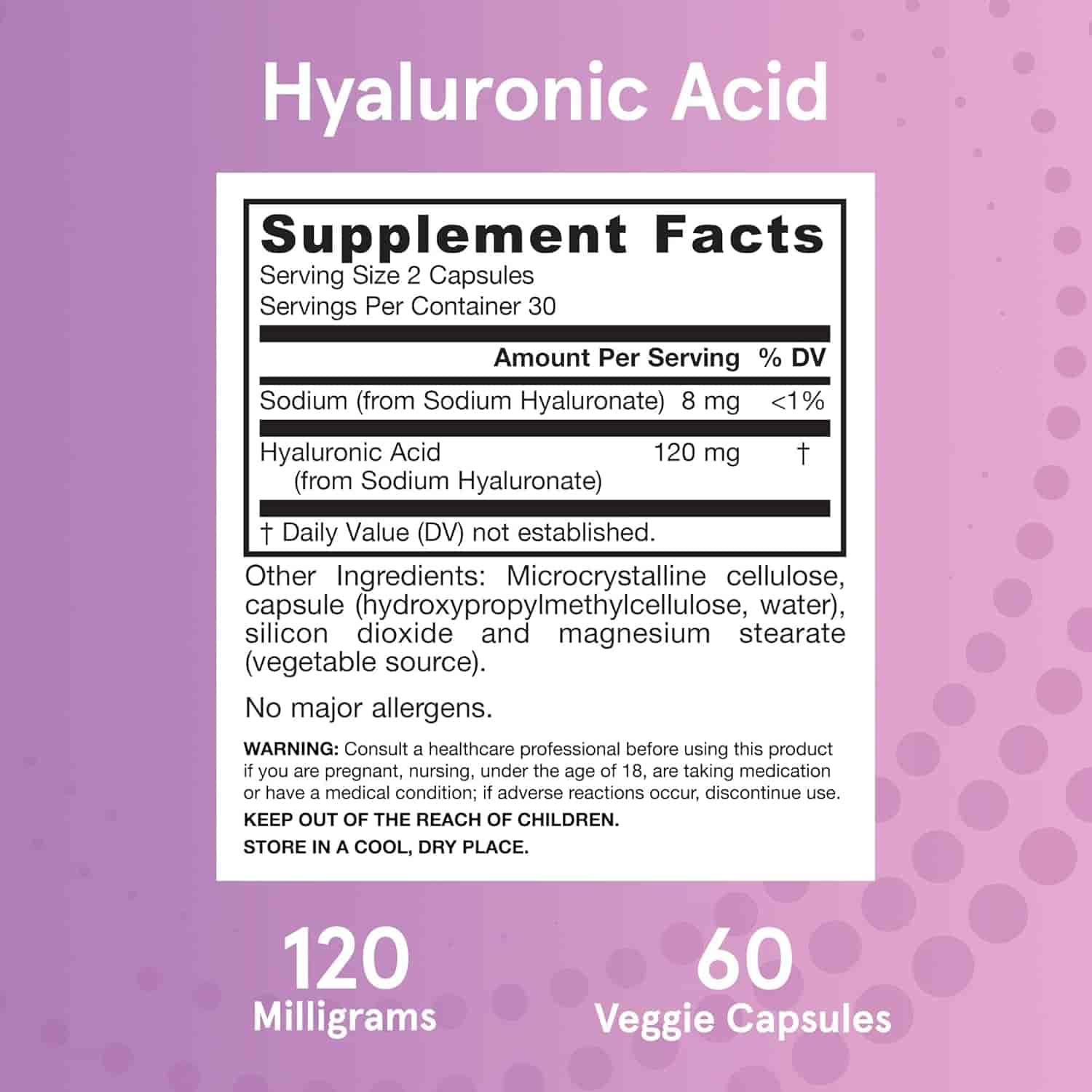 Jarrow Formulas Hyaluronic Acid 60 kap Jarrow Formulas Hyaluronic Acid 60 kap