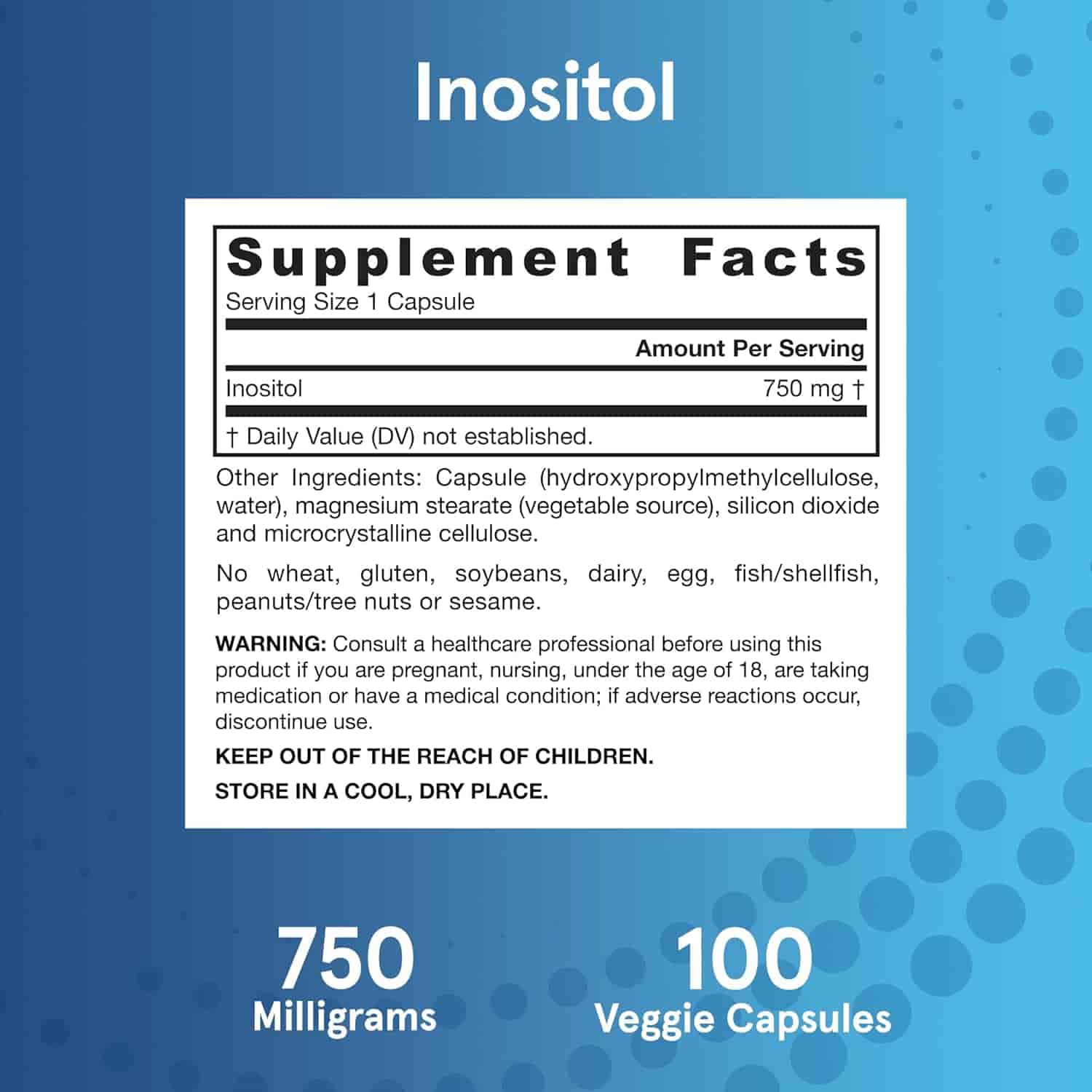 Jarrow Formulas Inositol 750mg 100 kap Jarrow Formulas Inositol 750mg 100 kap