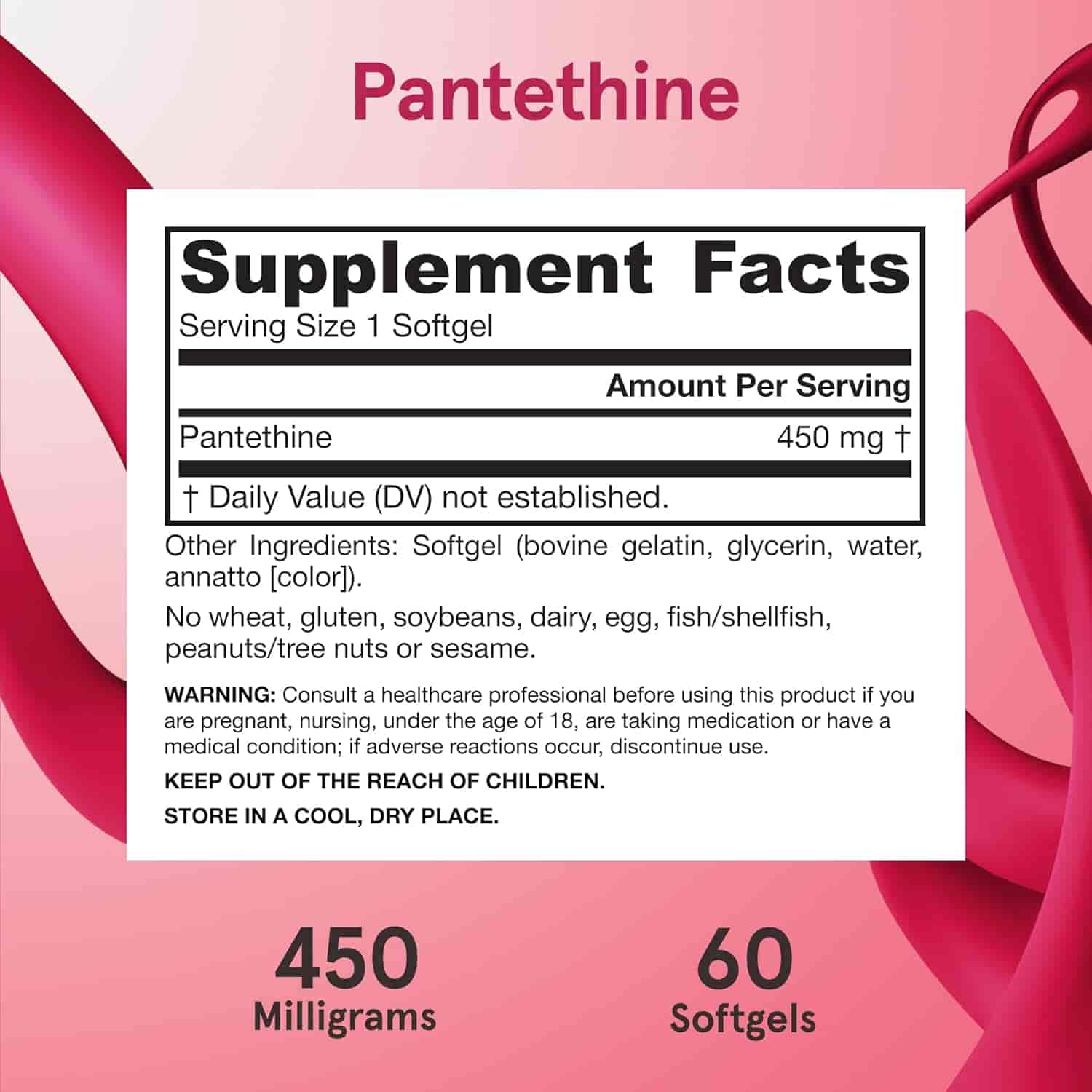 Jarrow Formulas Pantethine 450mg 60 Softgels Jarrow Formulas Pantethine 450mg 60 Softgels