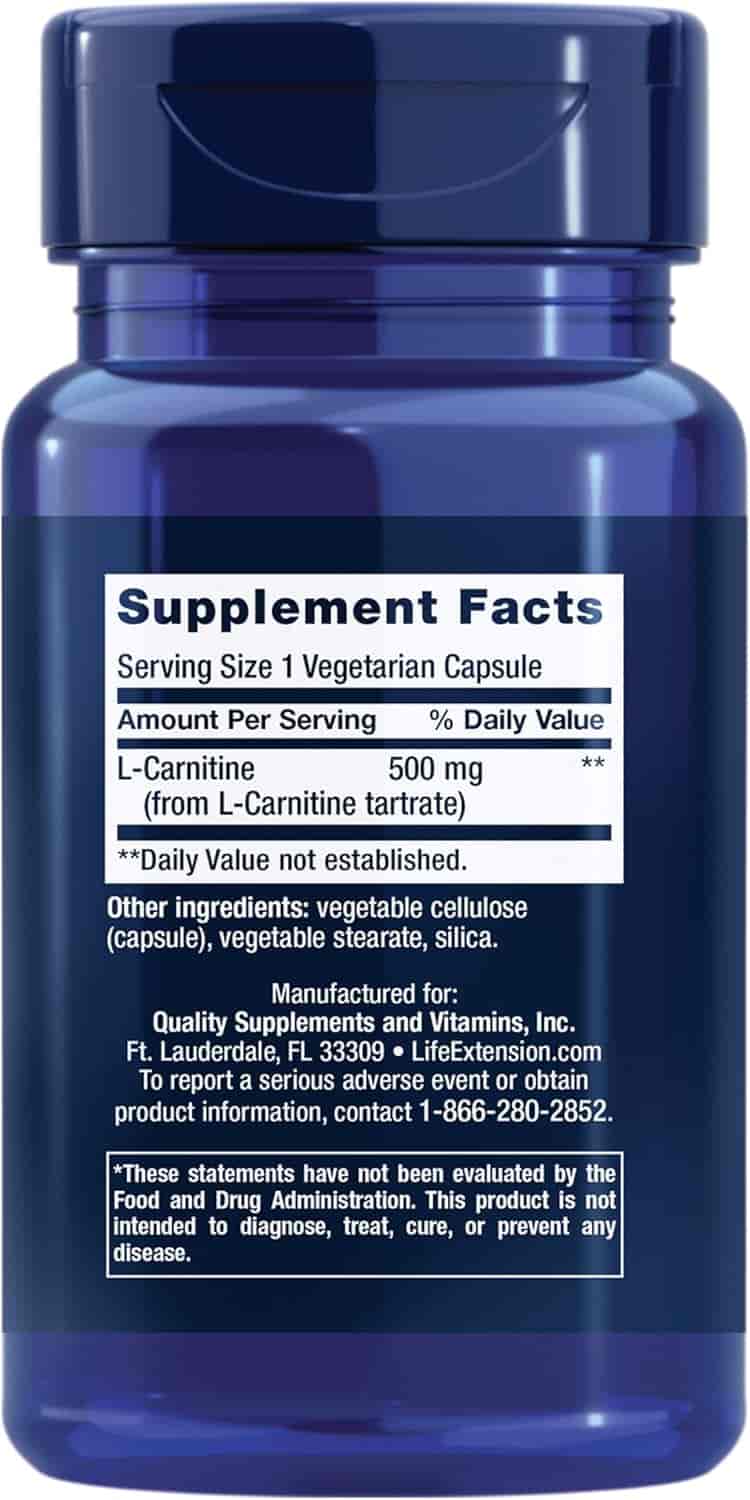 Life Extension L-Carnitine 500mg 30 Kapslar Life Extension L-Carnitine 500mg 30 Kapslar