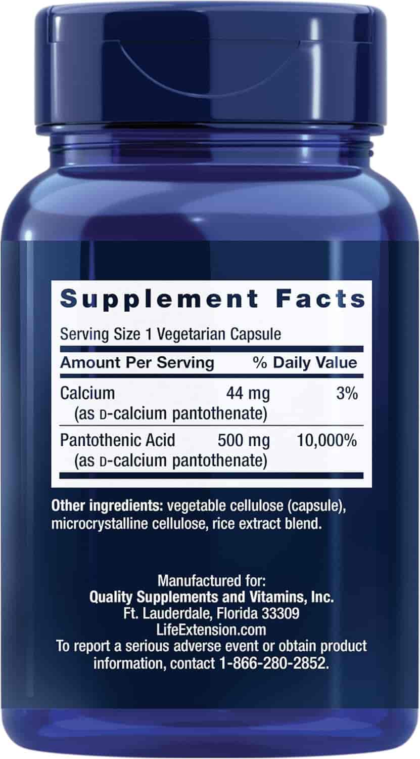 Life Extension Pantotensyra 500 mg 100 Kapslar Life Extension Pantotensyra 500 mg 100 Kapslar
