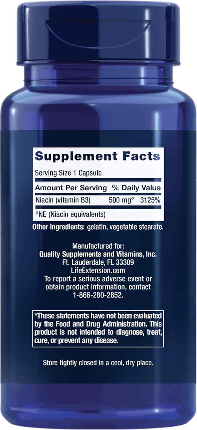 Life Extension Vitamin B3 Niacin 500 mg 100 Veg Kapslar Life Extension Vitamin B3 Niacin 500 mg 100 Veg Kapslar