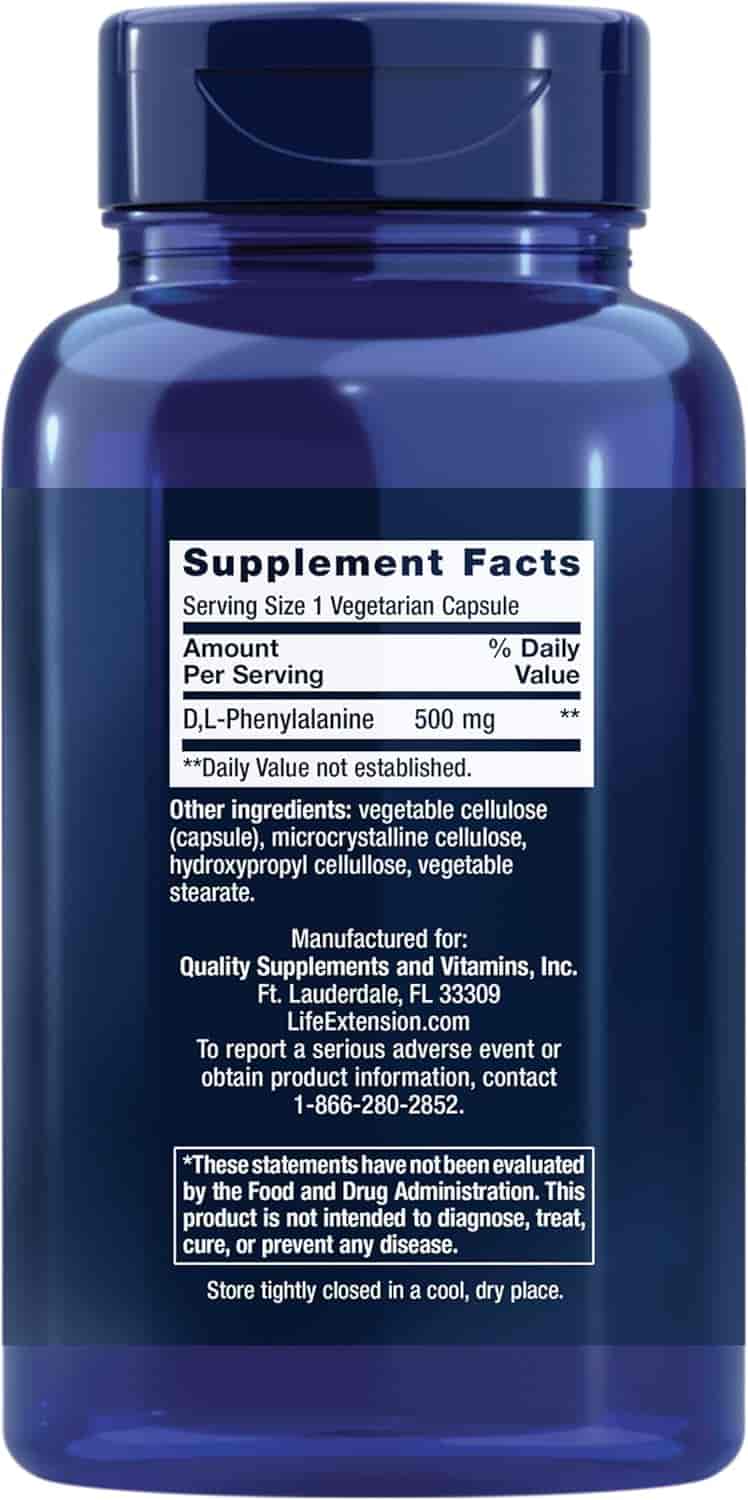 Life Extension D, L- Phenylalanine 500 mg 100 Veg Kapslar Life Extension D, L- Phenylalanine 500 mg 100 Veg Kapslar