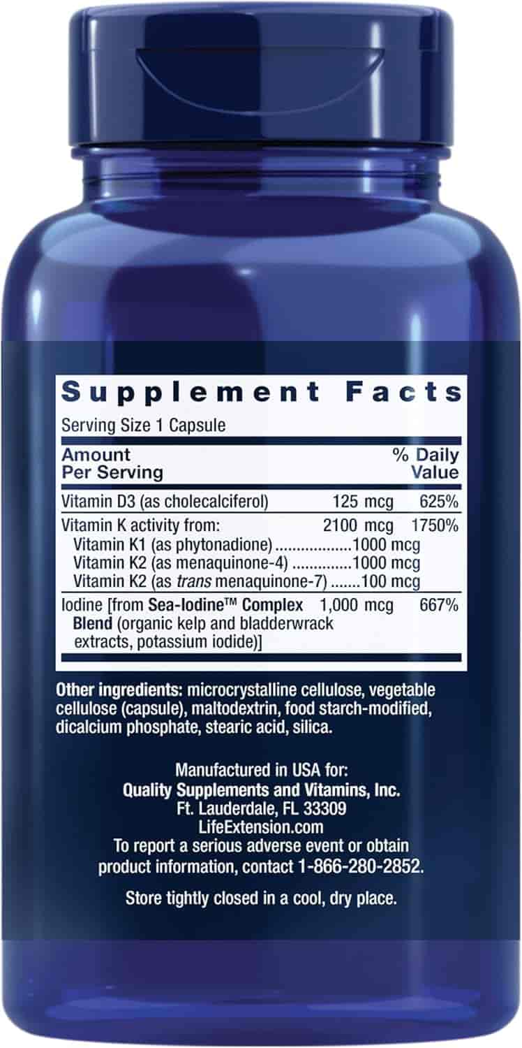 Life Extension D3 & K2-Vitamin Sea Iodine 60 Kapslar Life Extension D3 & K2-Vitamin Sea Iodine 60 Kapslar