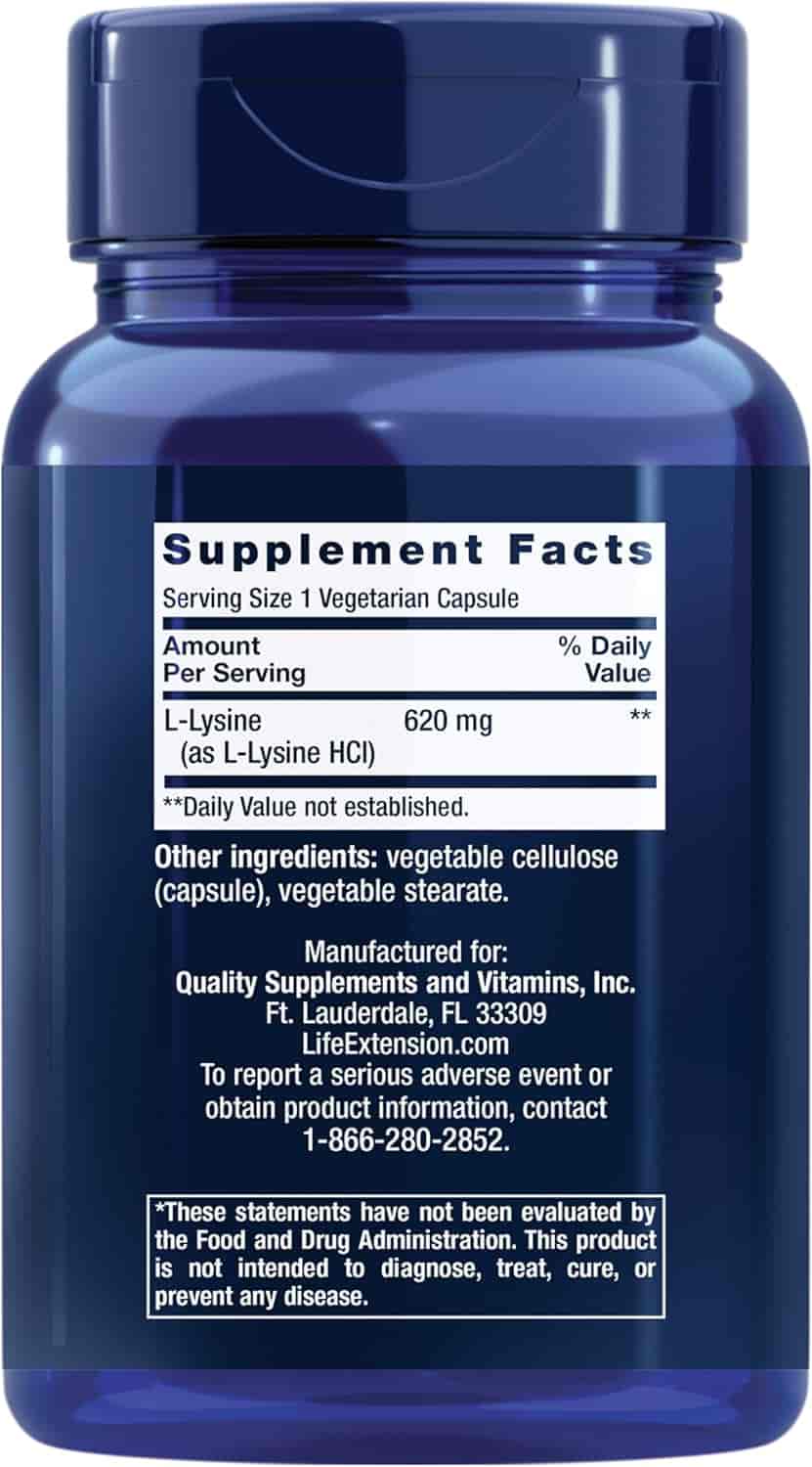 Life Extension L-lysine 620 mg 100 Veg Kapslar Life Extension L-lysine 620 mg 100 Veg Kapslar