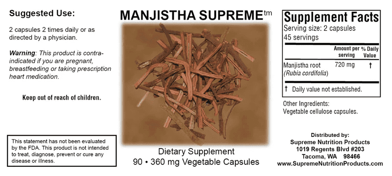 Manjistha Supreme 360mg 90 kapslar Manjistha Supreme 360mg 90 kapslar