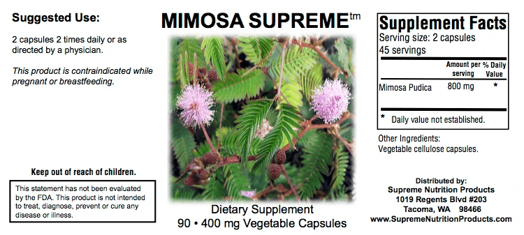 Mimosa Supreme 400 mg 90 kapslar Mimosa Supreme 400 mg 90 kapslar