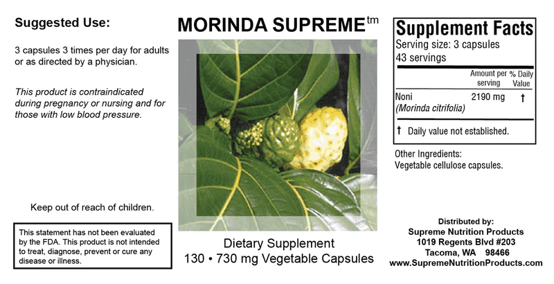 Morinda Supreme 600 mg 130 kapslar Morinda Supreme 600 mg 130 kapslar