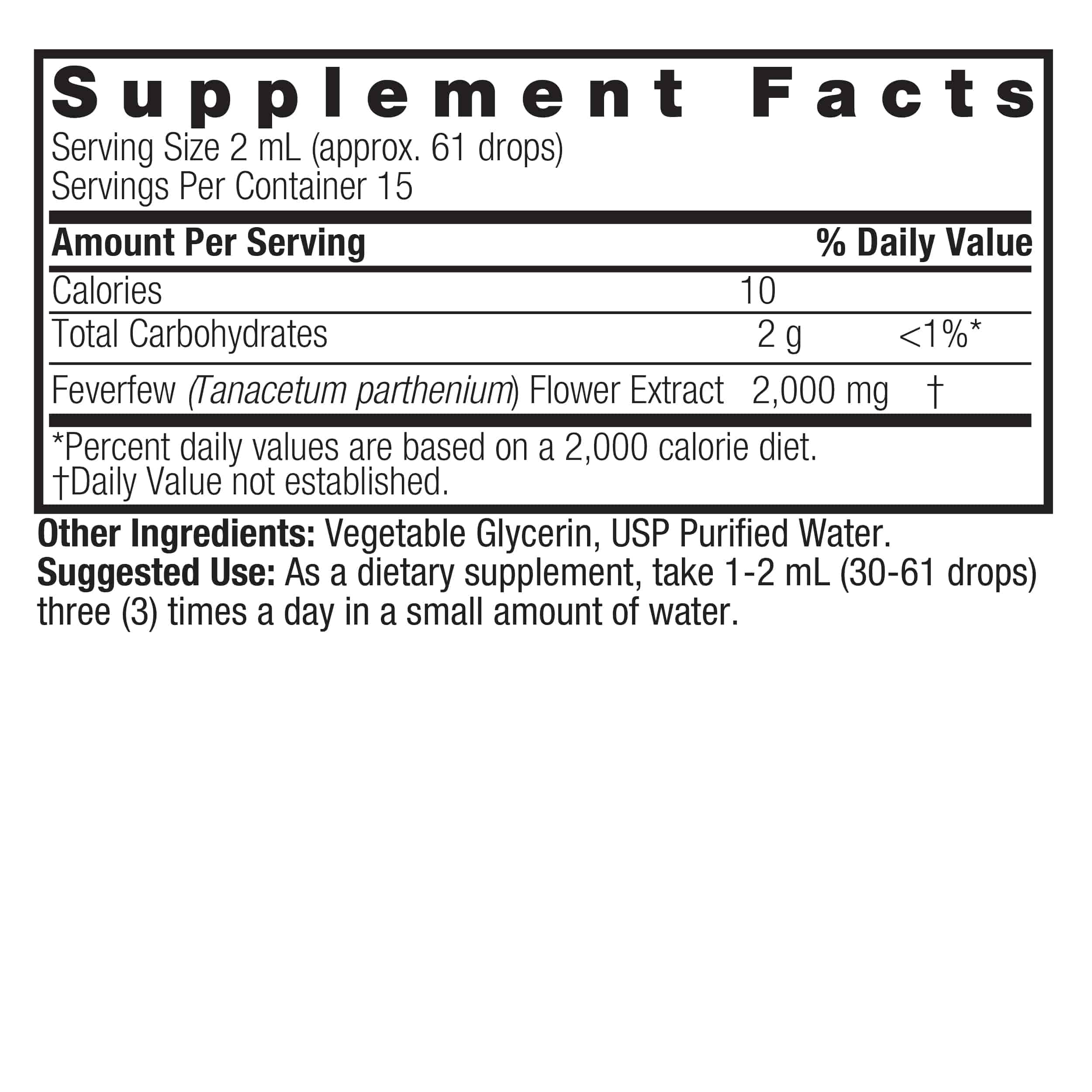 Natures Answer Feverfew Extract 30ml Natures Answer Feverfew Extract 30ml