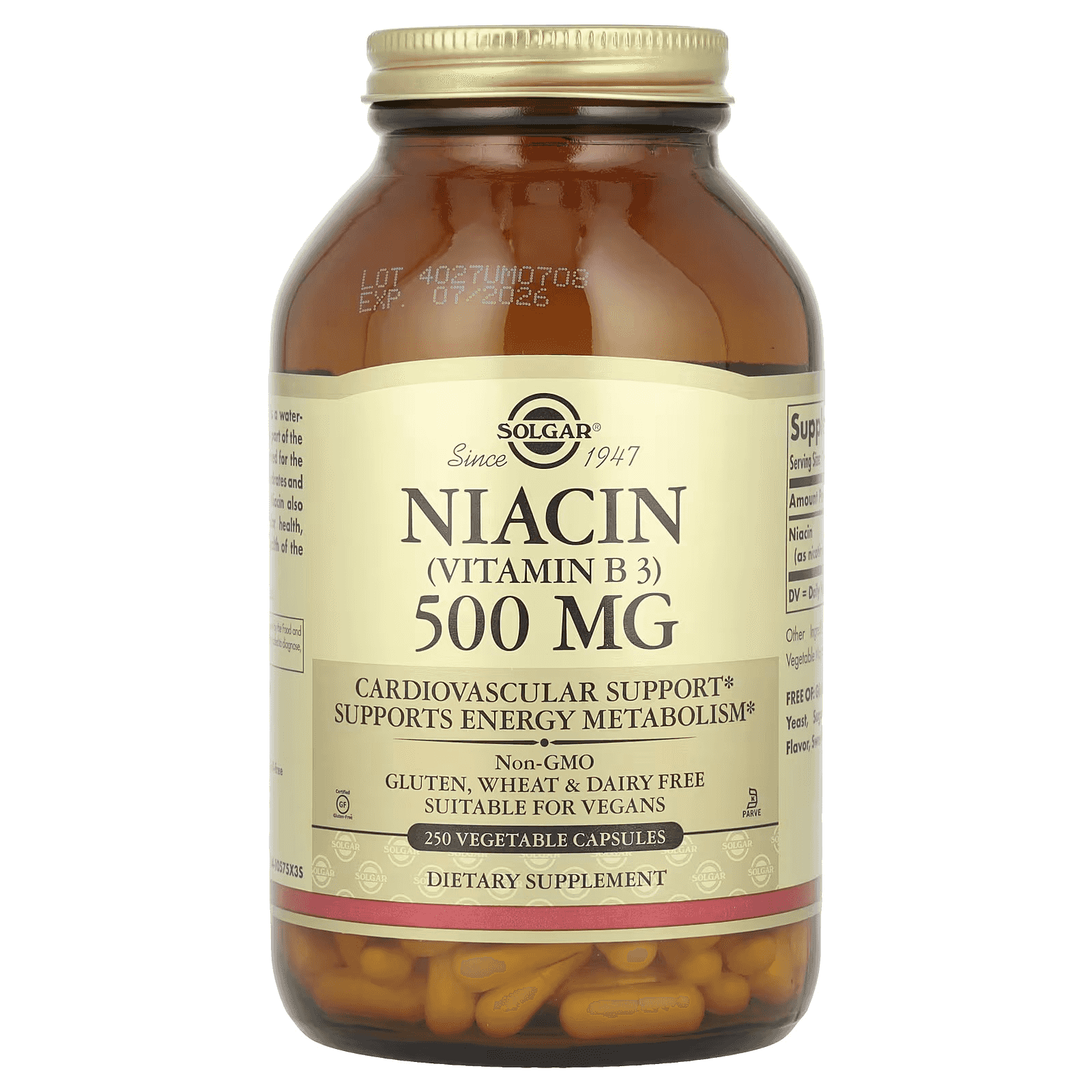 Solgar Niacin 500mg 250 Kapslar Solgar Niacin 500mg 250 Kapslar