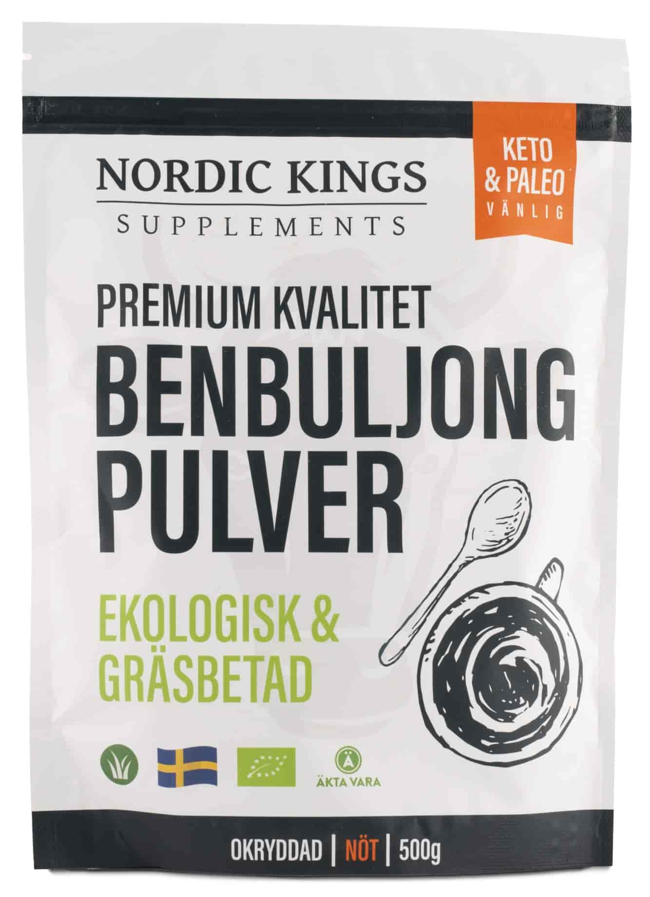 Nordic Kings Benbuljong Pulver Ekologisk & Gräsbetad 500 gram Nordic Kings Benbuljong Pulver Ekologisk & Gräsbetad 500 gram