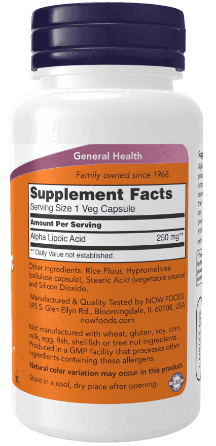 Now Alpha Lipoic Acid 250 mg 60 Veg Kapslar Now Alpha Lipoic Acid 250 mg 60 Veg Kapslar
