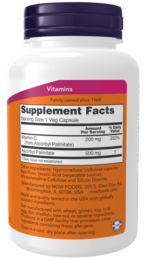 Now Ascorbyl Palmitate 500 mg 100 Veg Kapslar Now Ascorbyl Palmitate 500 mg 100 Veg Kapslar