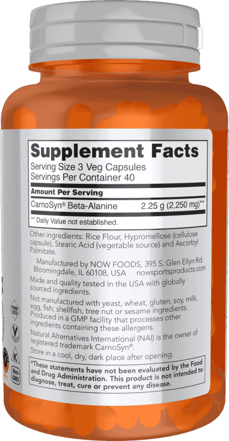 Now Beta-Alanine 750 mg 120 Veg Kapslar Now Beta-Alanine 750 mg 120 Veg Kapslar