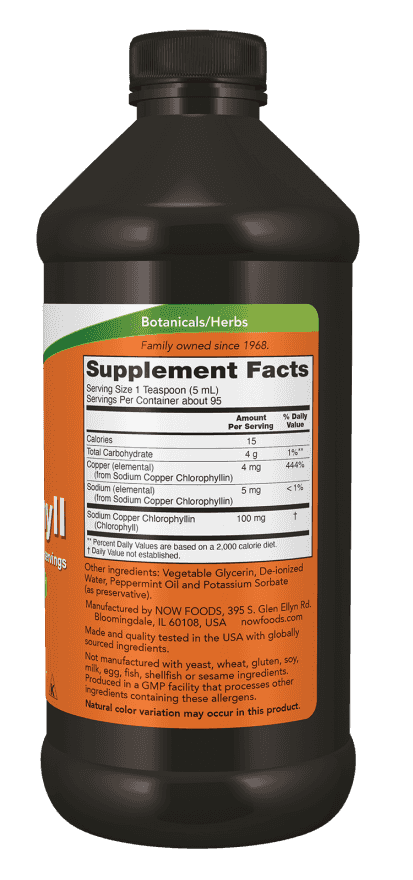 Now Chlorophyll Liquid, Mint 473 ml Now Chlorophyll Liquid, Mint 473 ml