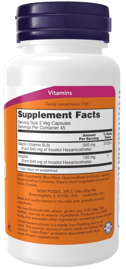 Now Flush-Free Niacin 250 mg 90 Veg Kapslar Now Flush-Free Niacin 250 mg 90 Veg Kapslar